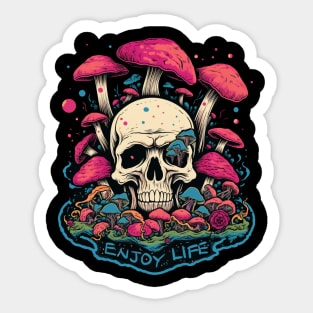 Psychedelic Mushrooms Skull Enjoy Life Sticker